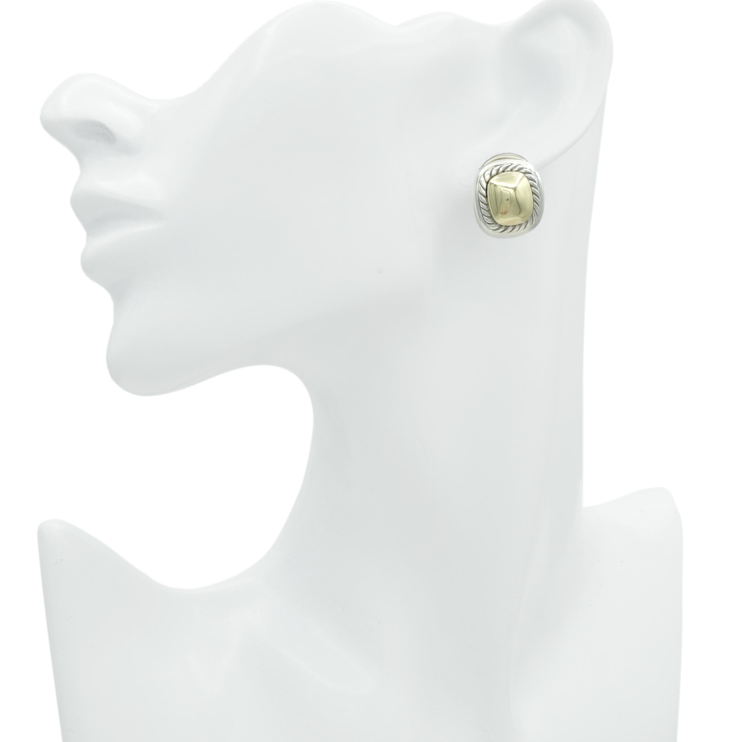 David Yurman Sterling Silver 14k Gold Cable Clip-On Earrings