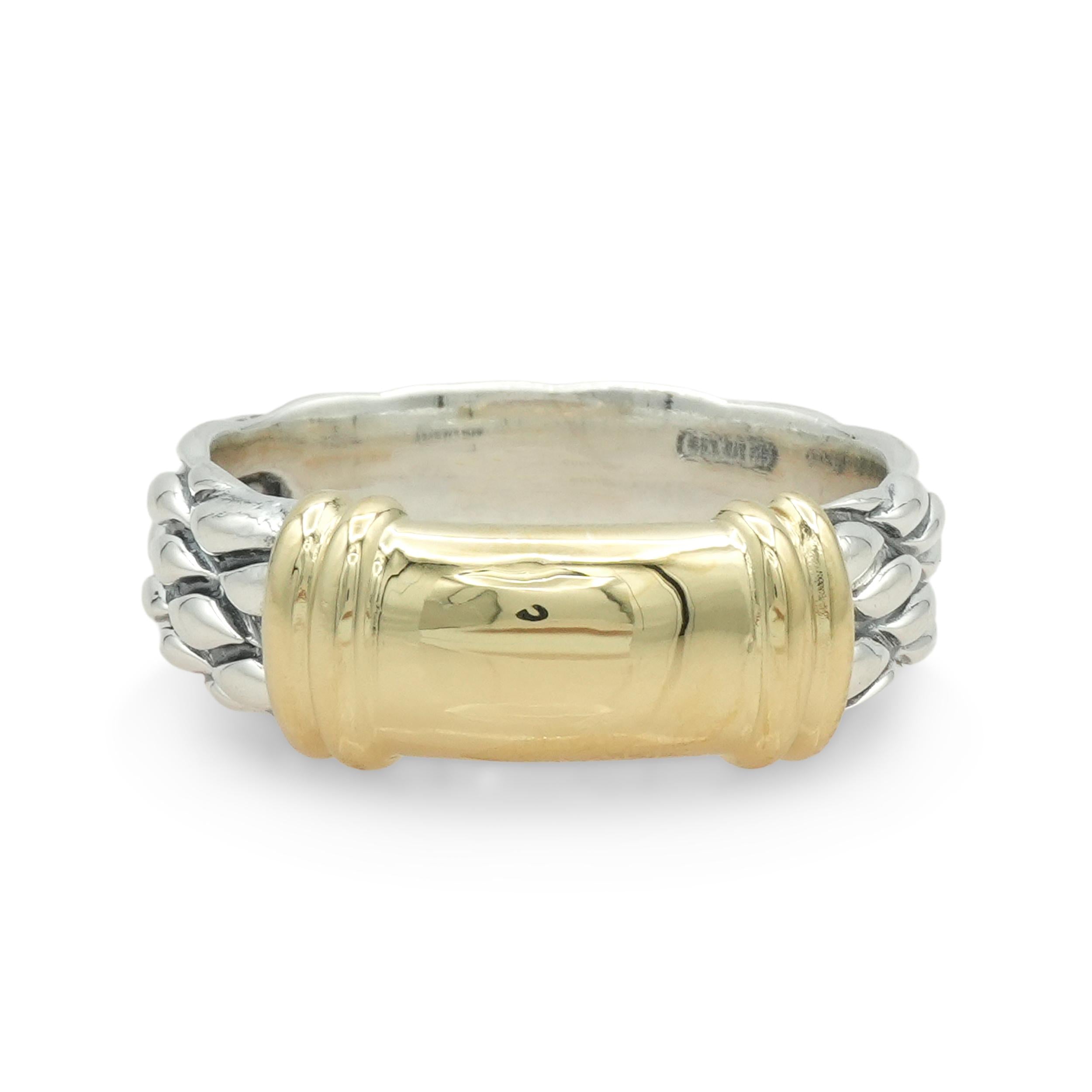 David Yurman Sterling Silver 18K Yellow Gold Woven Band Ring