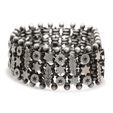 Antique Sterling Silver Star & Leaf Motif Link Bracelet