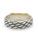 David Yurman Sterling Silver 18K Yellow Gold Woven Band Ring