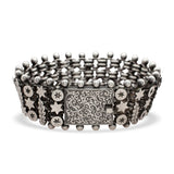 Antique Sterling Silver Star & Leaf Motif Link Bracelet