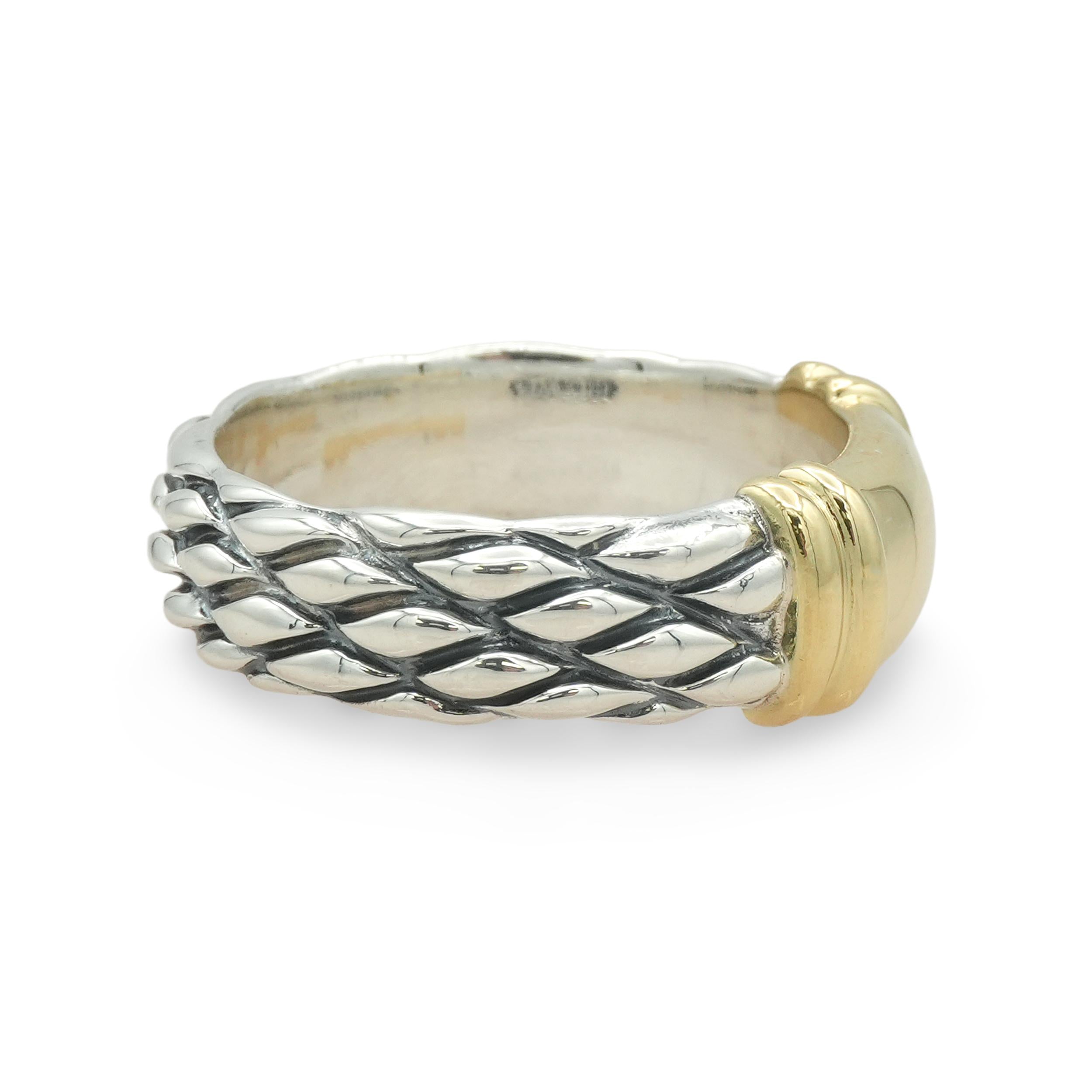 David Yurman Sterling Silver 18K Yellow Gold Woven Band Ring