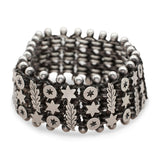 Antique Sterling Silver Star & Leaf Motif Link Bracelet
