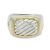 David Yurman Sterling Silver & 18k Yellow Gold Cable Signet Ring