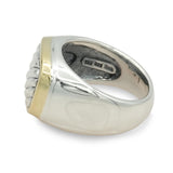 David Yurman Sterling Silver & 18k Yellow Gold Cable Signet Ring