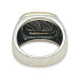 David Yurman Sterling Silver & 18k Yellow Gold Cable Signet Ring