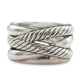 David Yurman Sterling Silver Cable Crossover Wide Cuff Bracelet