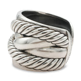 David Yurman Sterling Silver Cable Crossover Wide Cuff Bracelet