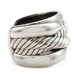 David Yurman Sterling Silver Cable Crossover Wide Cuff Bracelet