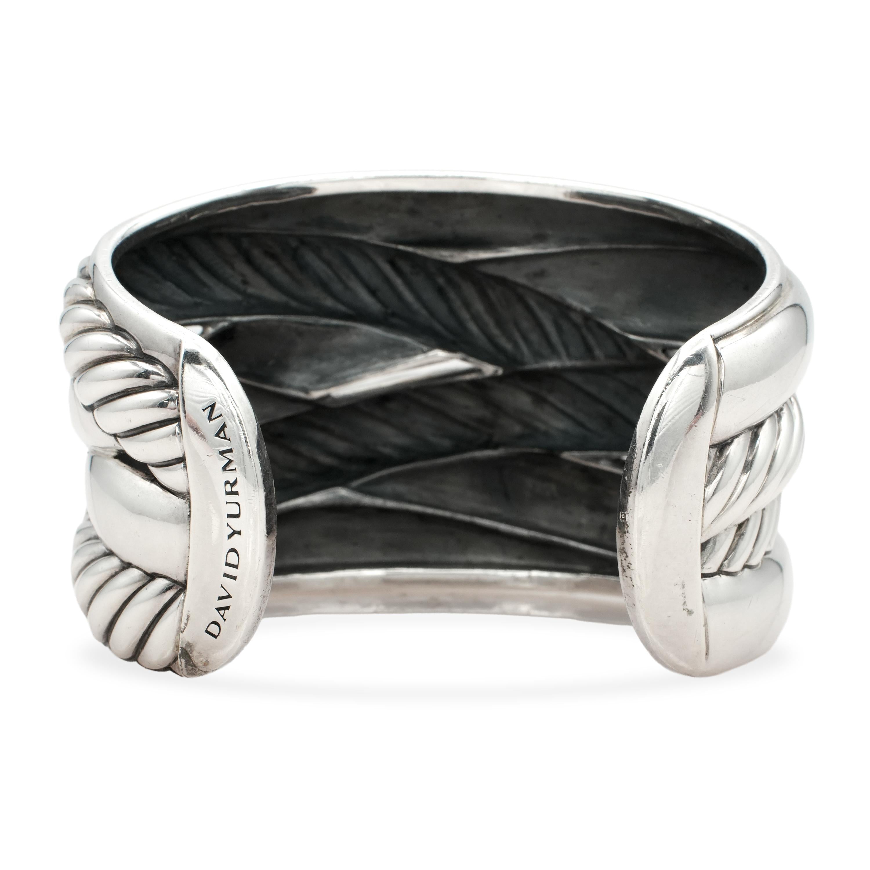 David Yurman Sterling Silver Cable Crossover Wide Cuff Bracelet