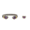 David Yurman Sterling Silver 14K Gold Amethyst Ring Bracelet and Ring