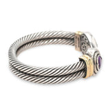 David Yurman Sterling Silver 14K Gold Amethyst Ring Bracelet and Ring