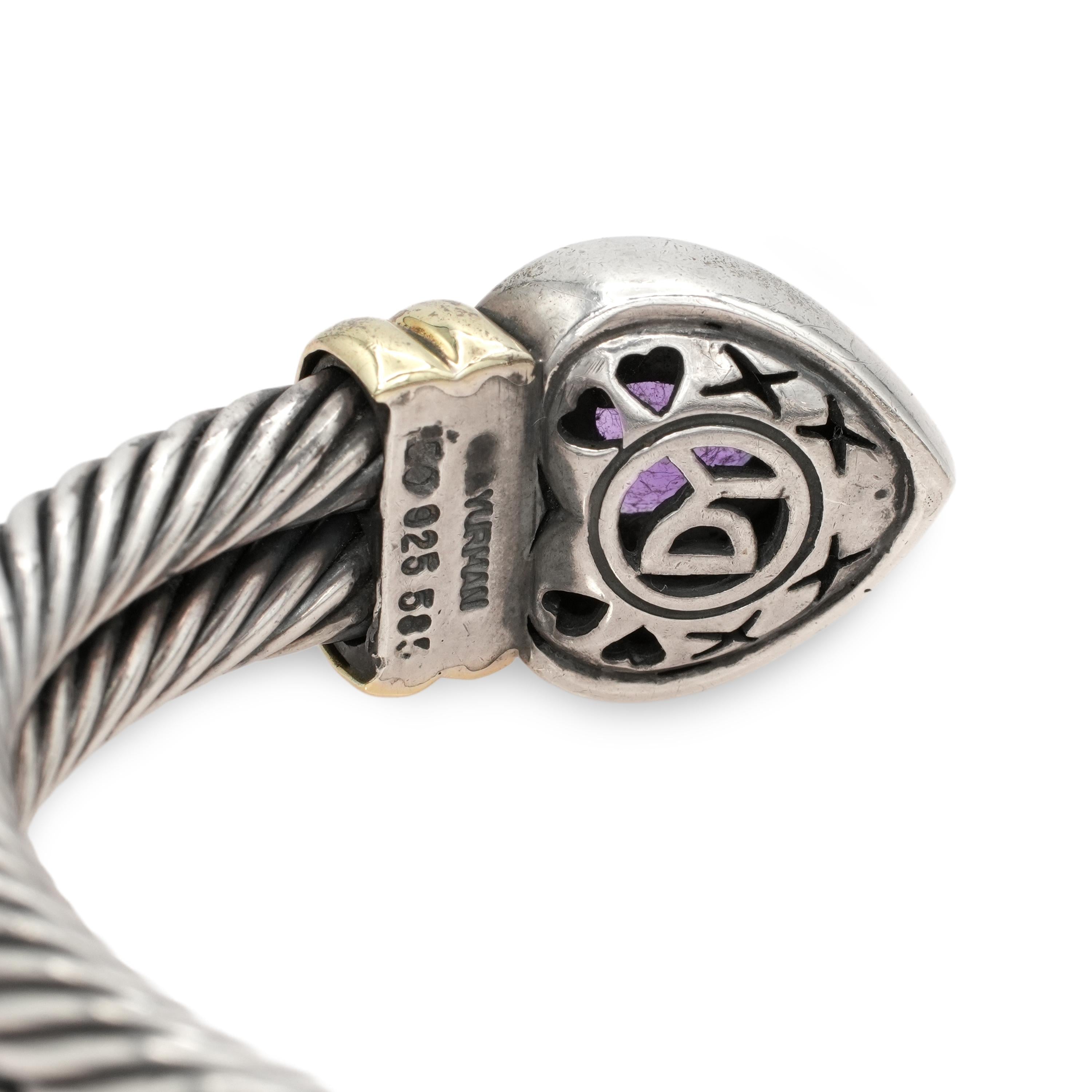 David Yurman Sterling Silver 14K Gold Amethyst Ring Bracelet and Ring