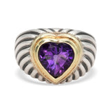 David Yurman Sterling Silver 14K Gold Amethyst Ring Bracelet and Ring