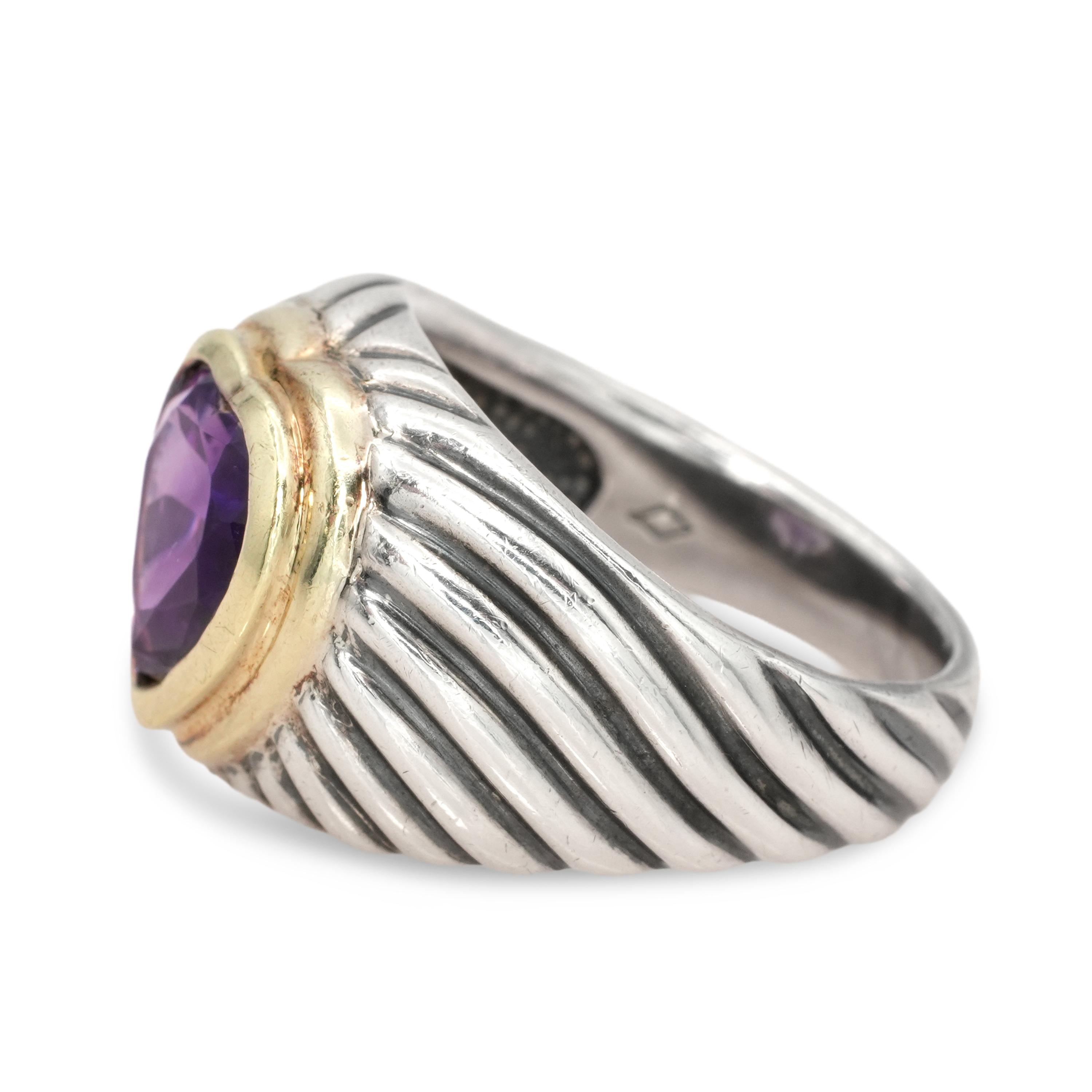 David Yurman Sterling Silver 14K Gold Amethyst Ring Bracelet and Ring