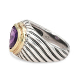David Yurman Sterling Silver 14K Gold Amethyst Ring Bracelet and Ring