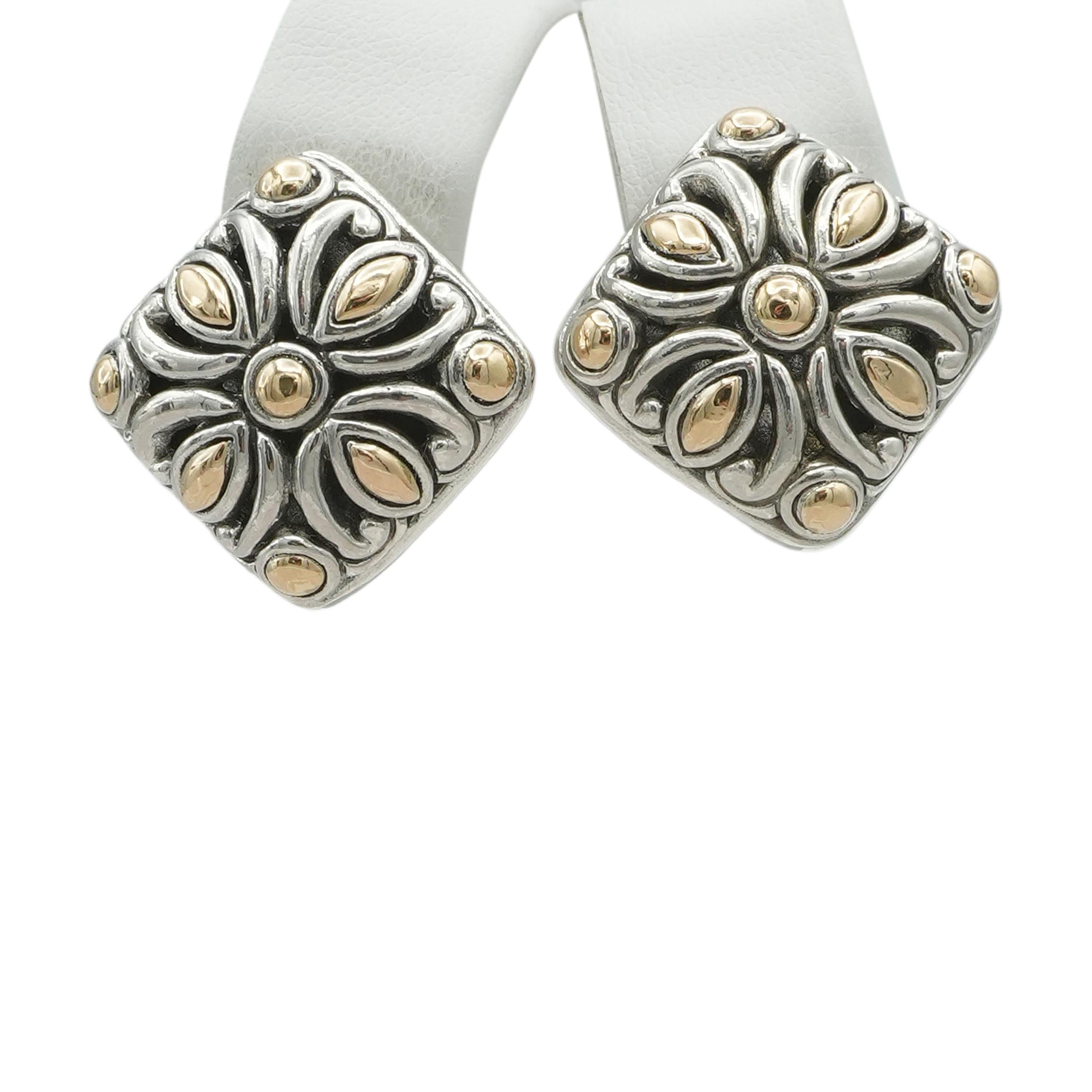 John Hardy Sterling Silver and 18K Gold Floral Clip-On Earrings