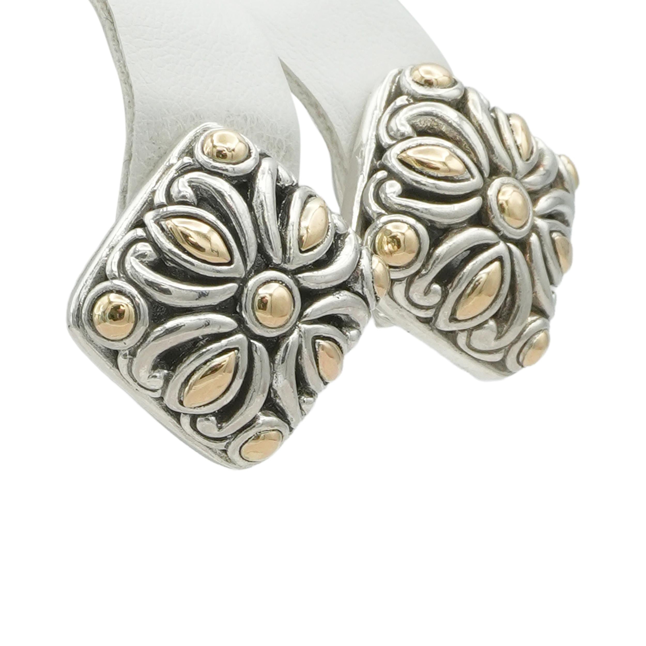 John Hardy Sterling Silver and 18K Gold Floral Clip-On Earrings