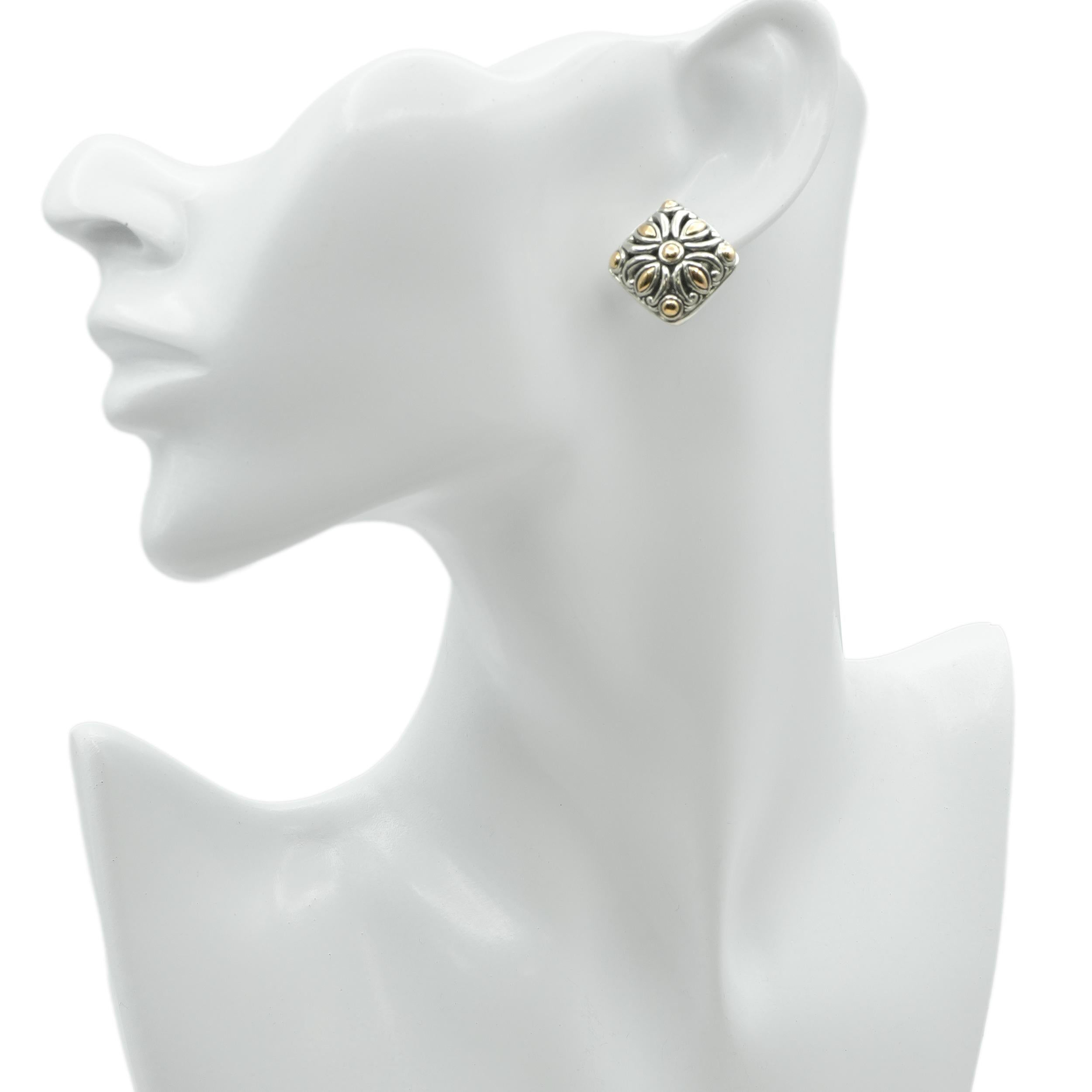 John Hardy Sterling Silver and 18K Gold Floral Clip-On Earrings