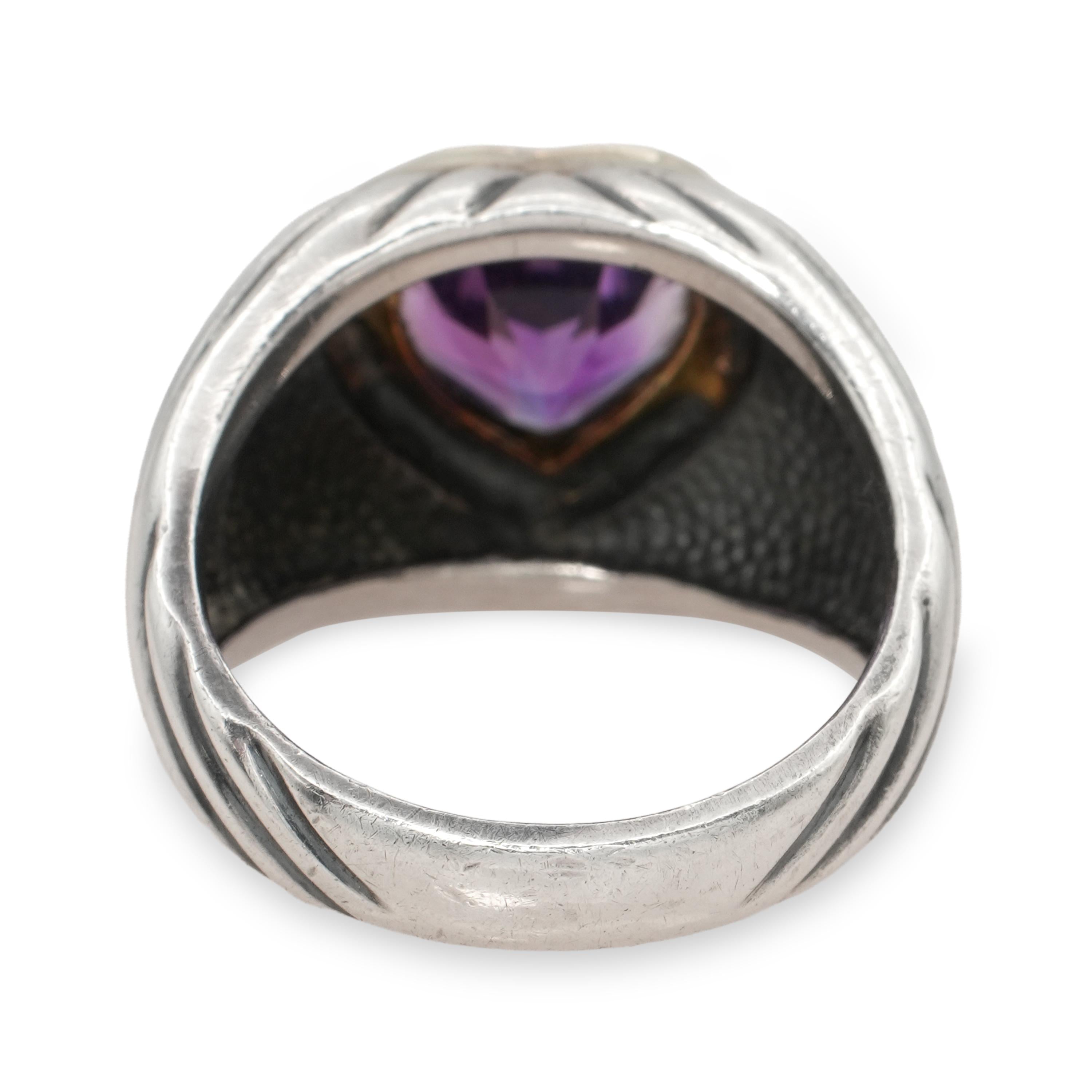 David Yurman Sterling Silver 14K Gold Amethyst Ring Bracelet and Ring