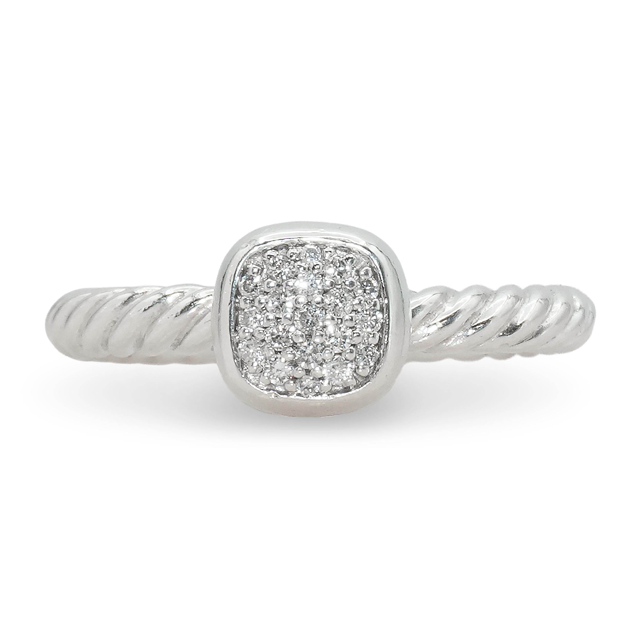 David Yurman Cushion Cable Sterling Silver Diamond Ring