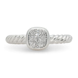 David Yurman Cushion Cable Sterling Silver Diamond Ring