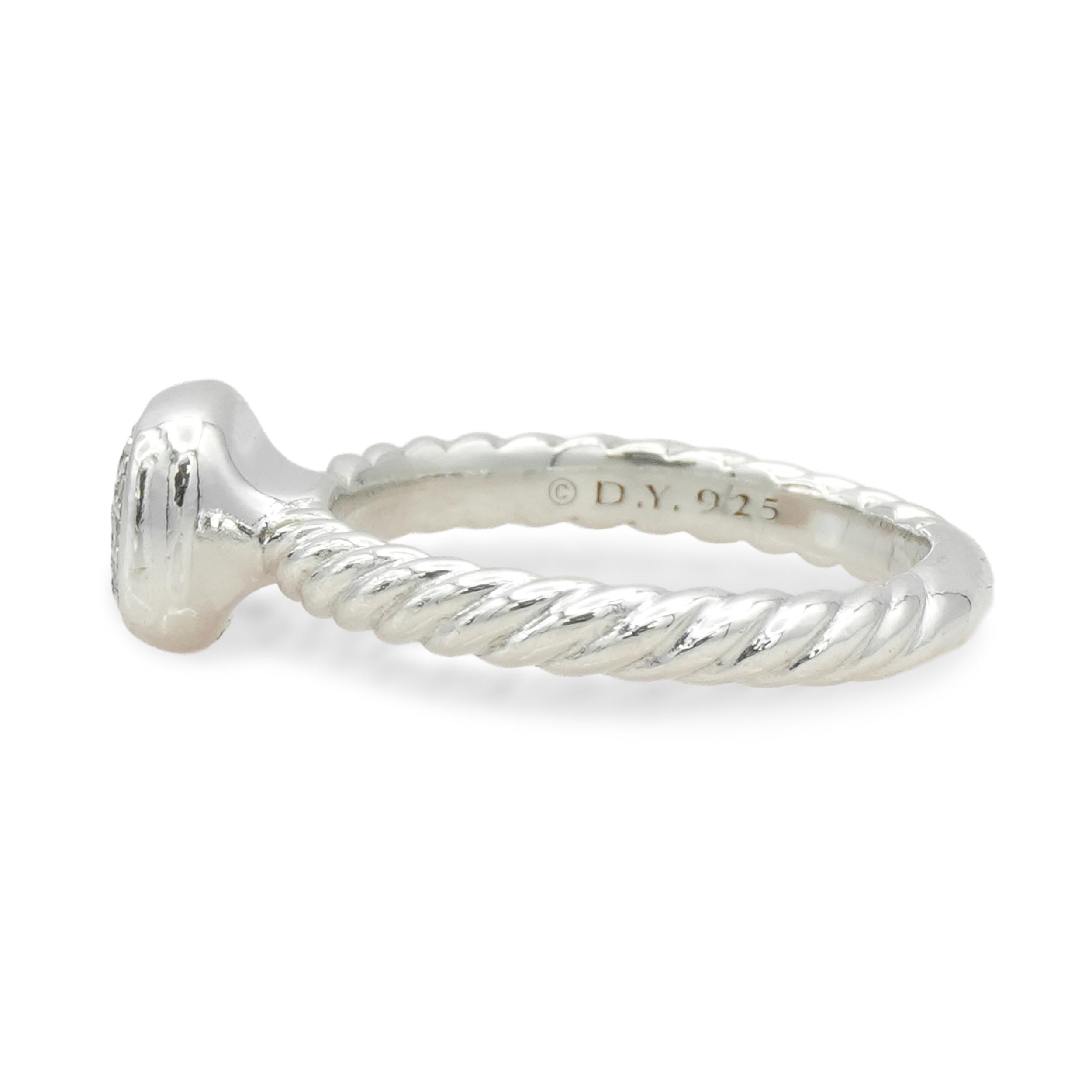 David Yurman Cushion Cable Sterling Silver Diamond Ring