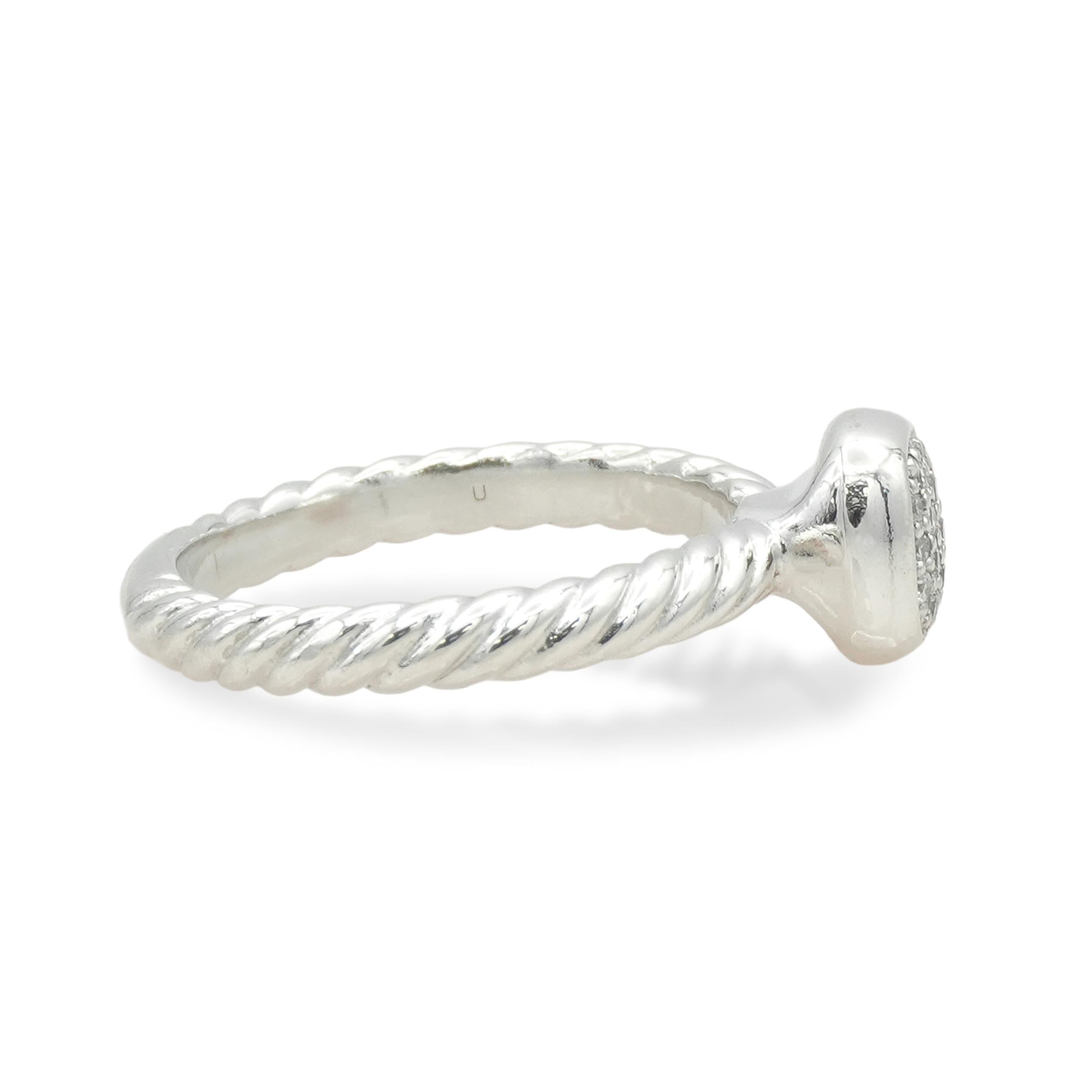 David Yurman Cushion Cable Sterling Silver Diamond Ring