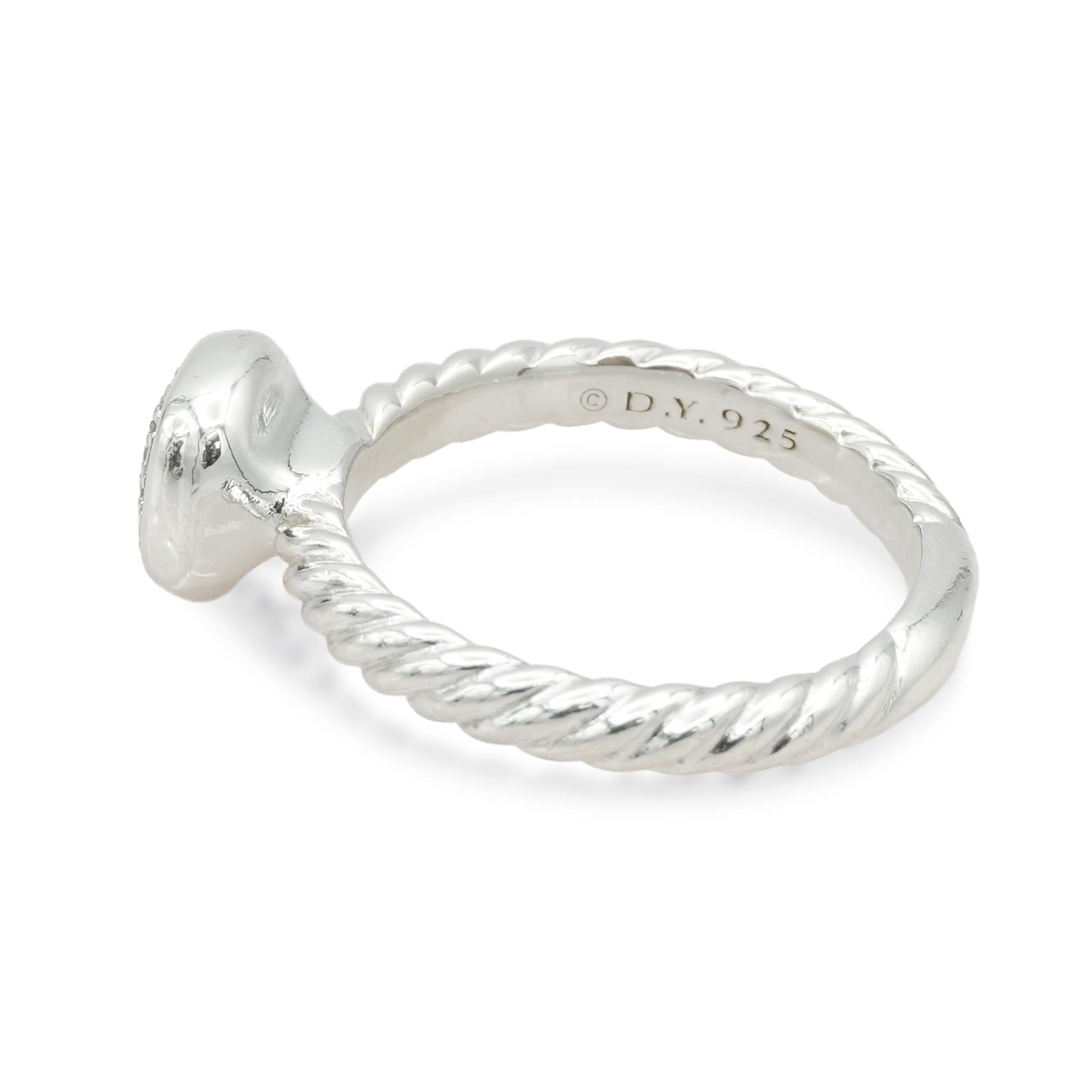 David Yurman Cushion Cable Sterling Silver Diamond Ring