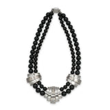 Sterling Silver Black Onyx Double-Strand Statement Necklace