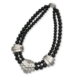 Sterling Silver Black Onyx Double-Strand Statement Necklace