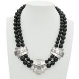 Sterling Silver Black Onyx Double-Strand Statement Necklace