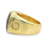 David Yurman 18K Yellow Gold Banded Agate Signet Ring