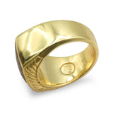 David Yurman 18K Yellow Gold Banded Agate Signet Ring
