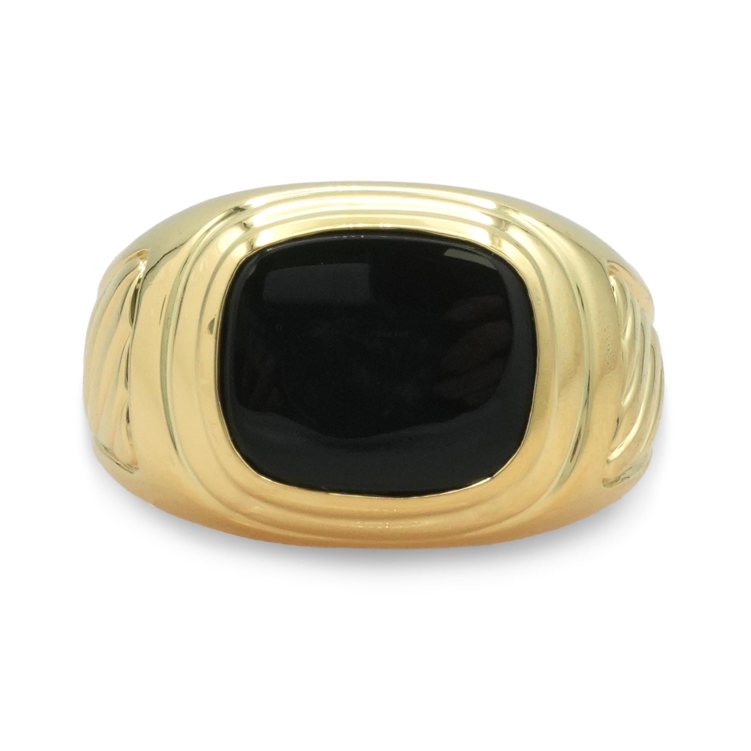 David Yurman 18K Yellow Gold Black Onyx Signet Ring