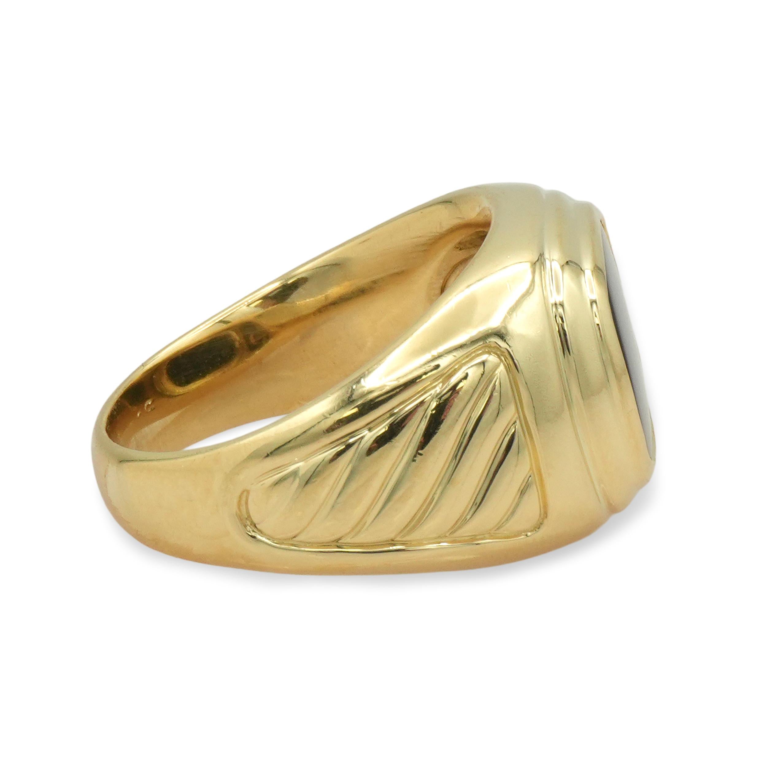 David Yurman 18K Yellow Gold Black Onyx Signet Ring