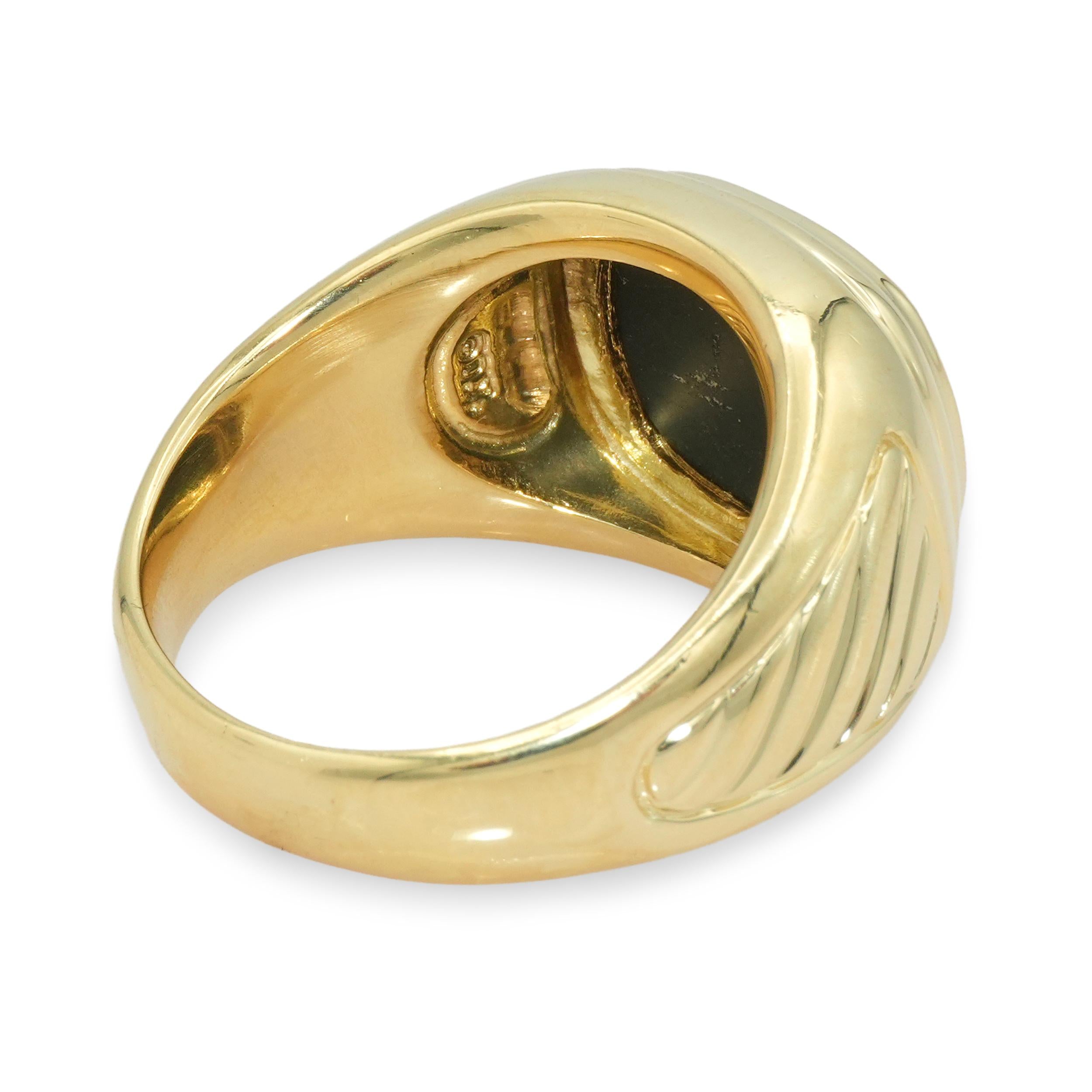 David Yurman 18K Yellow Gold Black Onyx Signet Ring