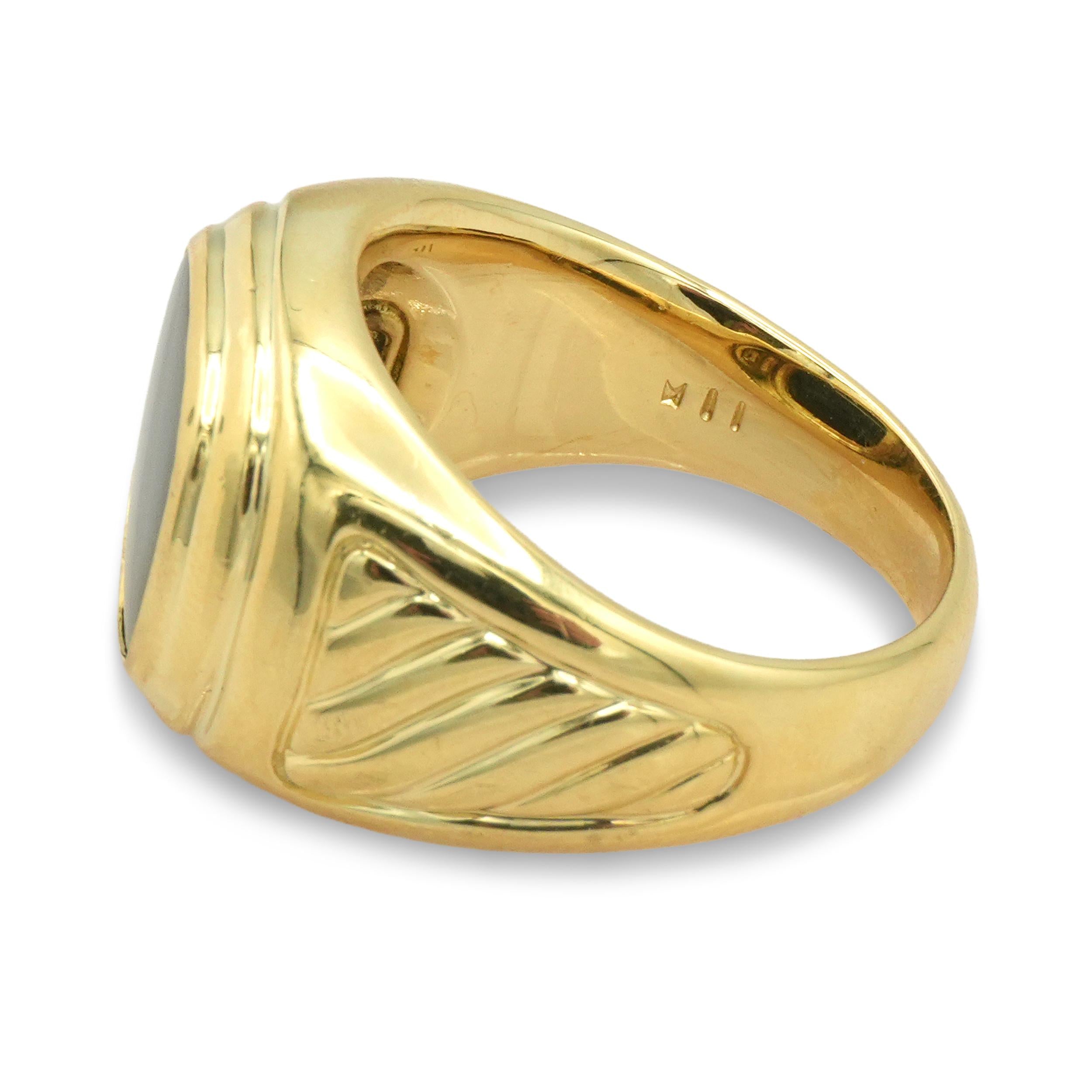 David Yurman 18K Yellow Gold Black Onyx Signet Ring