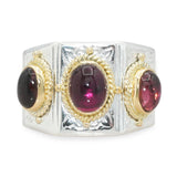 Konstantino 18k Yellow Gold and Sterling Silver Rhodolite Garnet Cabochon Ring