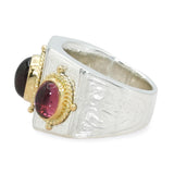 Konstantino 18k Yellow Gold and Sterling Silver Rhodolite Garnet Cabochon Ring