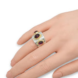 Konstantino 18k Yellow Gold and Sterling Silver Rhodolite Garnet Cabochon Ring