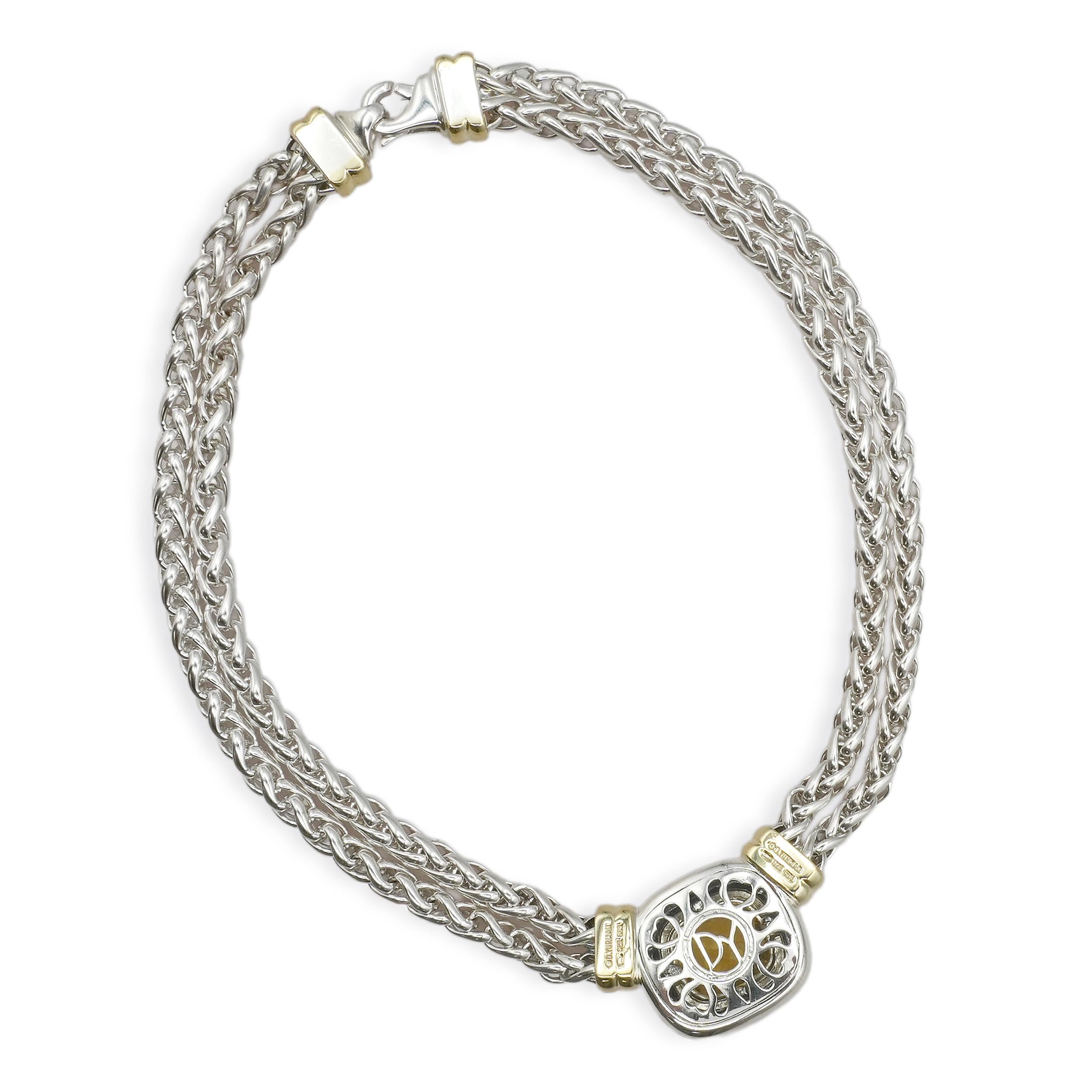 David Yurman Albion Sterling Silver 14K Gold Citrine Necklace