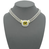 David Yurman Albion Sterling Silver 14K Gold Citrine Necklace