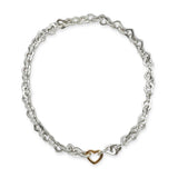2000 Tiffany & Co. Sterling Silver 18K Gold Heart Link Necklace