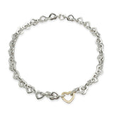 2000 Tiffany & Co. Sterling Silver 18K Gold Heart Link Necklace