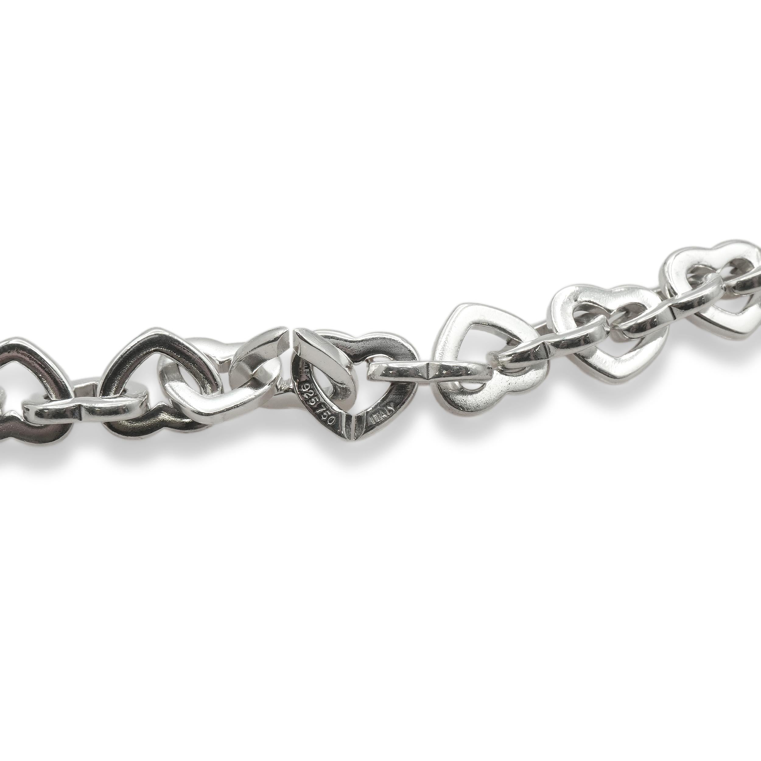 2000 Tiffany & Co. Sterling Silver 18K Gold Heart Link Necklace