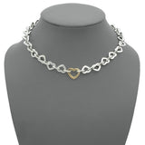 2000 Tiffany & Co. Sterling Silver 18K Gold Heart Link Necklace
