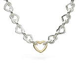 2000 Tiffany & Co. Sterling Silver 18K Gold Heart Link Necklace