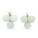 14k Gold Jadeite Bead Necklace & Cluster Earrings Set