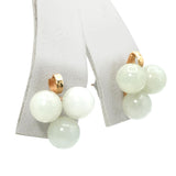 14k Gold Jadeite Bead Necklace & Cluster Earrings Set